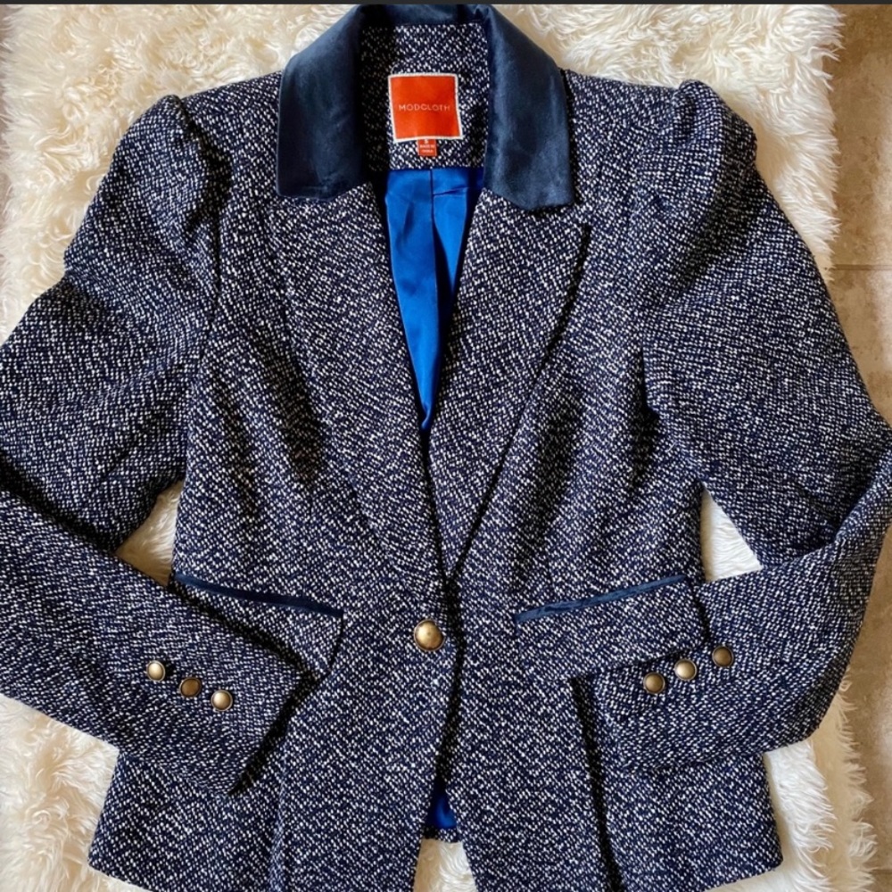 ModCloth Navy Tweed Blazer